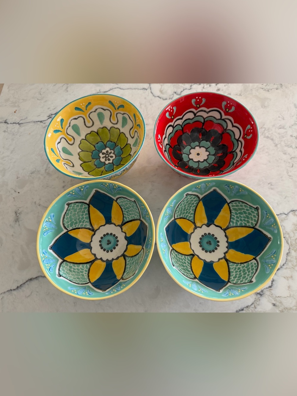 Anthropologie Vibrant Bohemian Floral Bowls Set of 4
